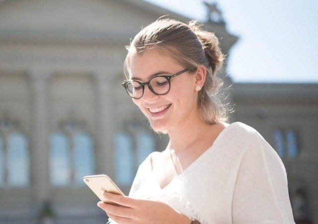 Smartphone user in Switzerland